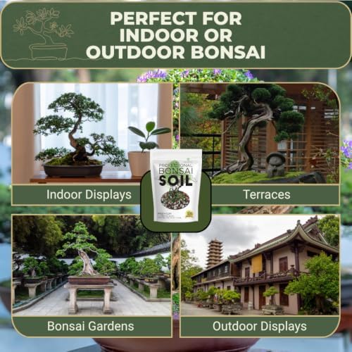 Professional Bonsai Soil Mix Ready to Use Extra Large 8.2 Quarts, Premium Potting Soil for Bonsai Trees, Fast Draining Blend Lava Limestone Pearock Calcined Clay Pinebark Indoor Outdoor Made in USA