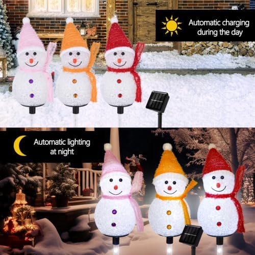 Solar Christmas Snowman Pathway Lights Outdoor Decoration, 6 Pack