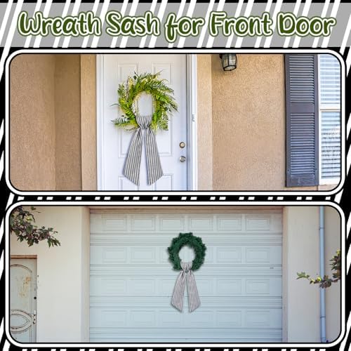VitalCozy 2 Pcs Wreath Sash for Front Door, Stripe