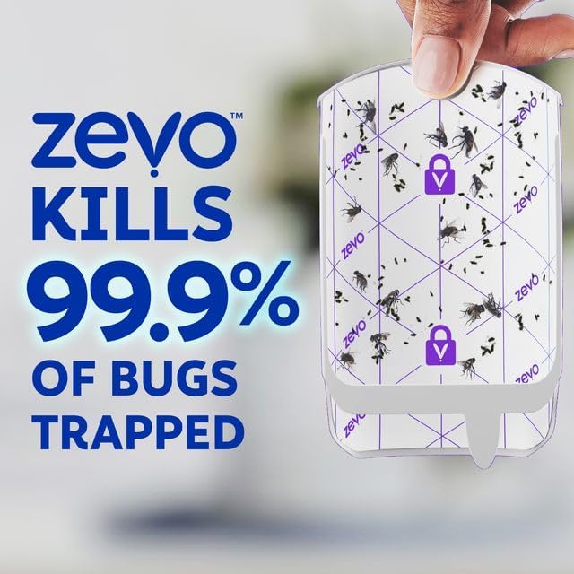 Zevo Flying Insect Trap for Fruit Flies & Gnats, 2 Bases & 2 Refills | Fly Trap Catches House Flies, Gnats & Fruit