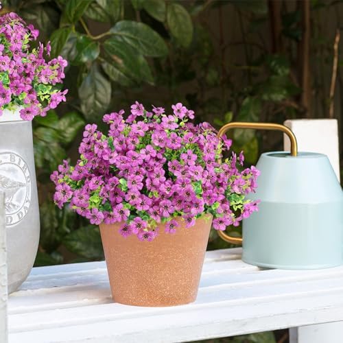 ATTGREAT Artificial Flowers for Outdoors UV Resistant, 12 Bundles(Purple)