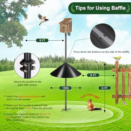 Gtongoko 19" Squirrel Baffle for Bird Feeder Pole Black 1 Pack
