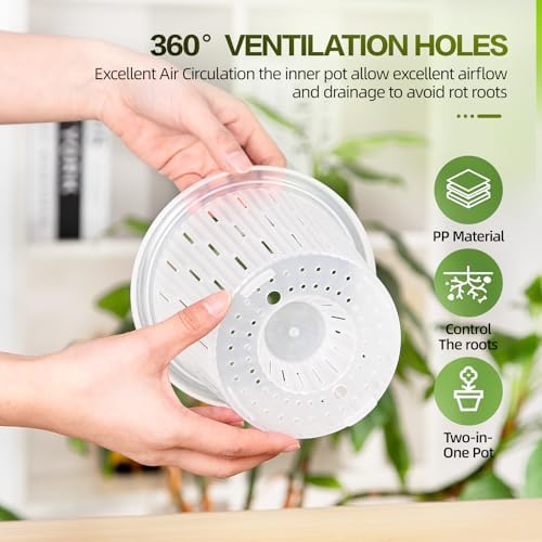7.2 Inch Self Watering Orchid Pots for Indoor Plants,Macetas para Orqudeas,Flower Pots for Indoor Plants with Holes（White）