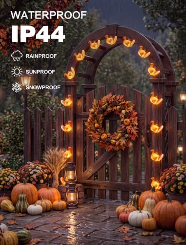 SUNSGNE Thanksgiving Turkey String Lights, 12FT 20 LED Fall Decor Lights
