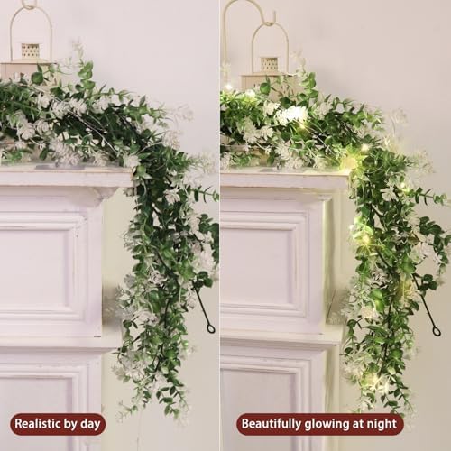 RECUTMS Garlands for Decoration Lighted Artifical Greenery Hanging Vines
