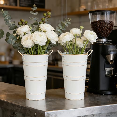 5 Pack Rustic Metal Tall Flower Vase with Handles for Wedding Home Decor