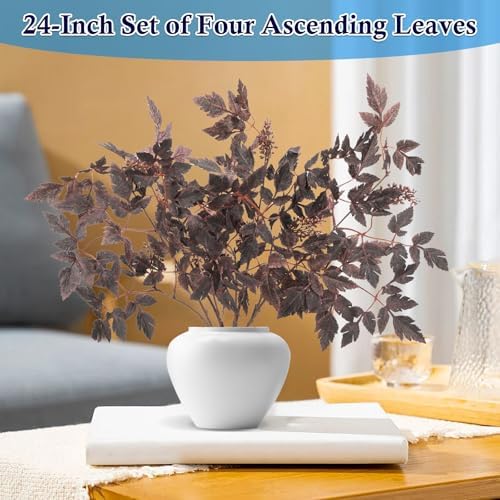 24" Fall Stems with Berries for Vase, Faux Purple Cimicifuga, 4 Pack