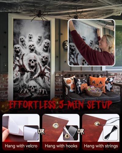 Halloween Door Cover Decor, Outdoor Party Wall Backdrop Sign