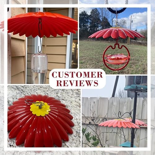 10.5 inch Hummingbird Feeder Shade Dome Cover,Rain Guard,Weather Guard for Bird Feeder, Umbrella Cover for Bird House for Outdoor,Squirrel Baffle,Flower Design(Red) 4 Pack.