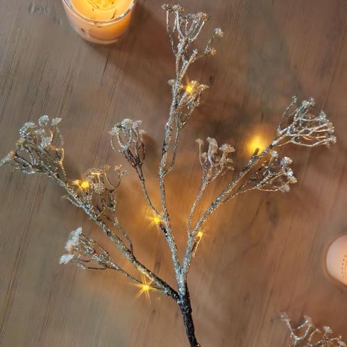 Hairui Lighted Baby Breath Flower Garland Battery Operated with Timer 48L Warm White LED 6FT, Artificial Gypsophila Vine Lights for Thanksgiving Christmas Decor Indoor Outdoor Use
