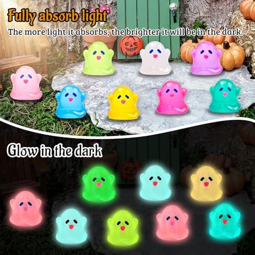 80 Pcs Halloween Luminous Mini Resin Ghost Figures Miniature Figurines