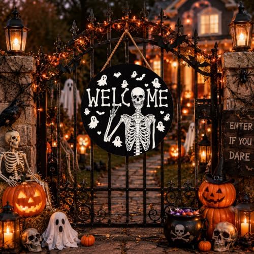 Halloween Decorations - Halloween Skeleton Welcome Sign for Front Door