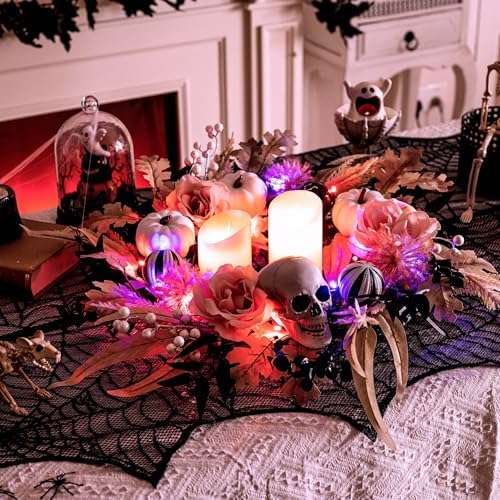 Valery Madelyn 24" Halloween Wreath for Front Door Decor with Lights