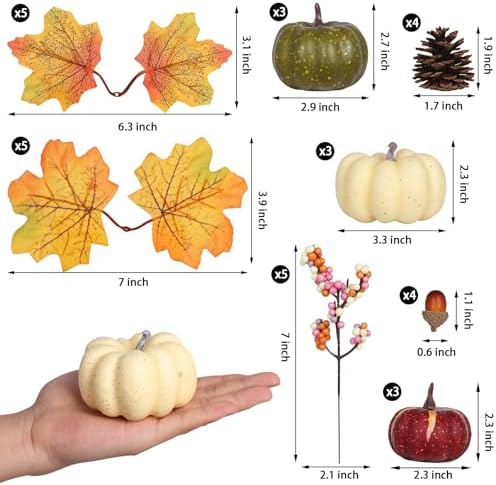 32 PCS Fall Pumpkins Set for Autumn Thanksgiving Halloween Home Decor