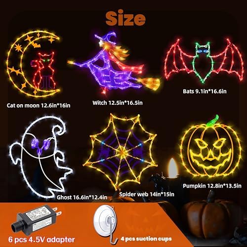 TRWYMZ Halloween Decorations - 16" Halloween Window Silhouette Lights