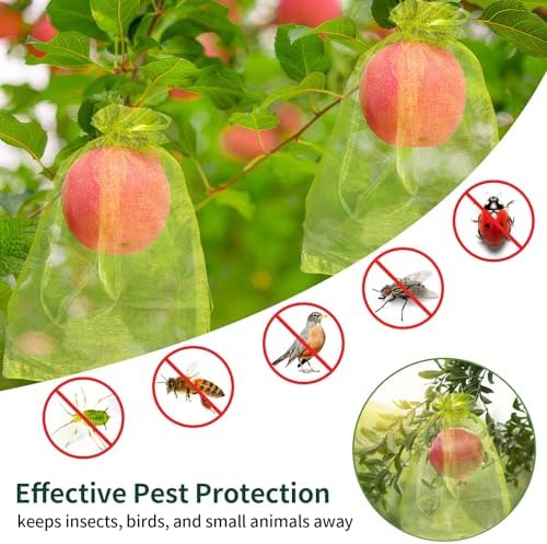 50 Pcs Fruit Protection Bags, 12×16 in Mesh Cover Nets for Tree, Green
