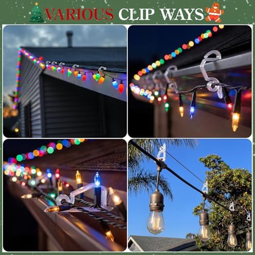 MEILIDY Christmas Light Clips, Plastic Gutter Clips, Clear, 100 Pcs
