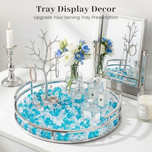 DOMESTAR Mixed Blue and Clear Fake Ice, 150 PCS Acrylic Crystal Vase Filler