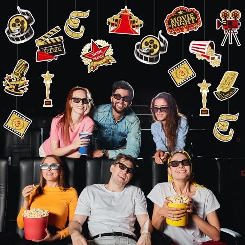 Pajean 60 Pcs Movie Night Decorations for Classroom Film Reel Cutouts