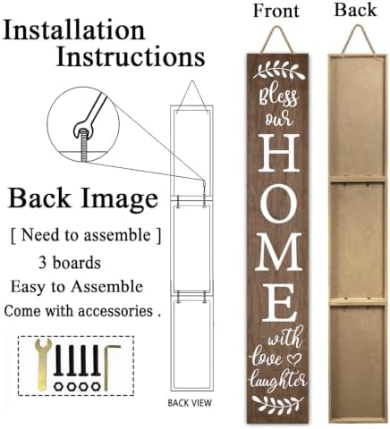 Welcome Sign for Front Door Porch, Bless Our Home Signs 47"