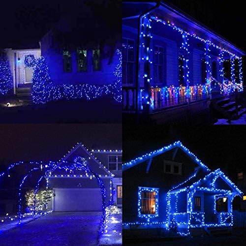 LJLNION 300 LED String Lights Outdoor Indoor, Extra Long 98.5FT Super Bright Christmas Lights, 8 Lighting Modes, Plug in Waterproof Fairy Lights for Holiday Wedding Party Bedroom Decorations (Blue)