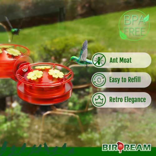 Birdream 4 Pack Window Hummingbird Feeder, 5oz, Red