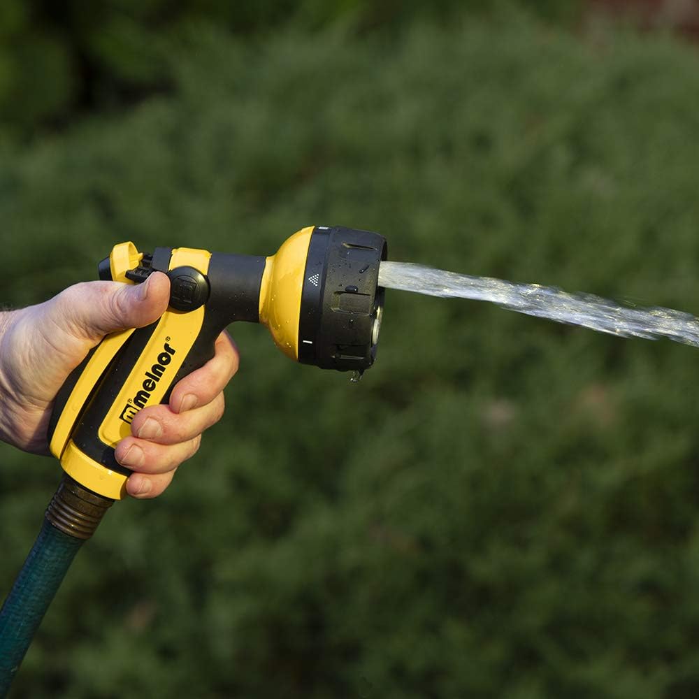 Melnor 65112-AMZ 6-Pattern Vortex Water Hose Sprayer Nozzle, QuickConnect Product Adapter, Black, Yellow, Slip