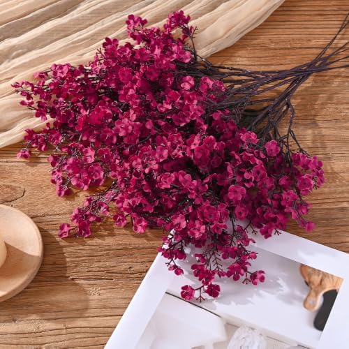 30 Pcs Baby Breath Flowers Artificial Bulk, Fake Fall Flowers, Burgundy