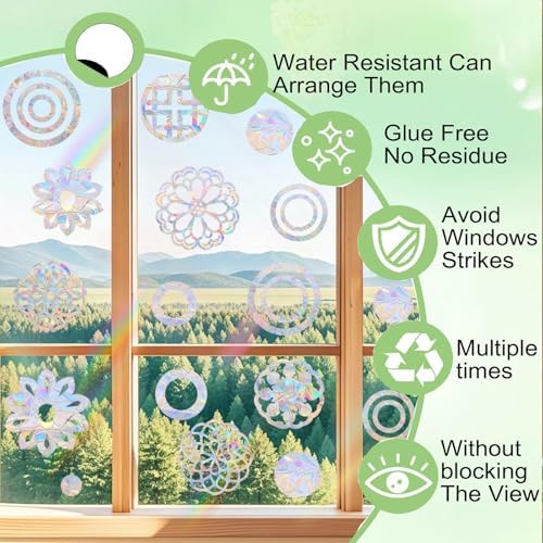 22Pcs Mandala Window Decals to Prevent Bird Strikes,Anti-Collision Stickers