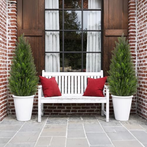 VIVATREES 5FT Artificial Topiary Cedar Trees, UV-Resistant Faux Evergreen Outdoor Plants, Artificial Pine Tree for Outdoor Front Porch Patio Entryway Decor, Set of 2