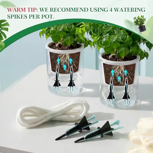 8 Pack Self Watering Spikes for Plants with Wick Rope,Small