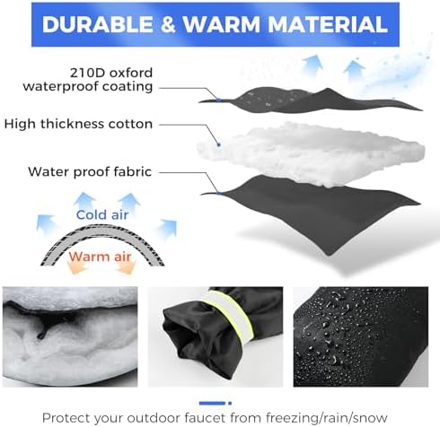 4 Pack Outdoor Faucet Covers for Winter Freeze Protection Hose Bib Covers for Winter, Water Spigot Cover Winter Insulated 8.3" x 5.9" Pipe Wrap Insulation Cover Socks Outside Faucet Freeze Protector