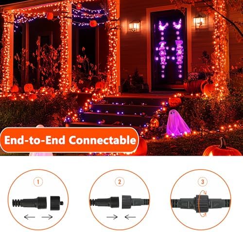 Joomer Purple Halloween Lights, 100FT 300LED Plugin Connectable Lights