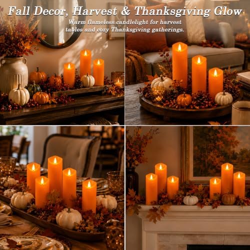 Homemory Orange Halloween Flameless Candles, Remote Timer, 9 Pack