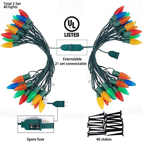 Brightown Strawberry C9 Christmas Pathway String Lights, 25.7 FT C9 Lights