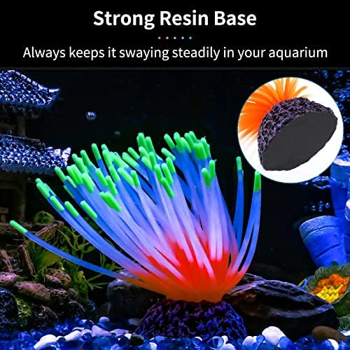 Uniclife Aquarium Imitative Green Sea Urchin Ball Artificial Silicone Ornament with Glowing Effect for Fish Tank Landscape Decoration