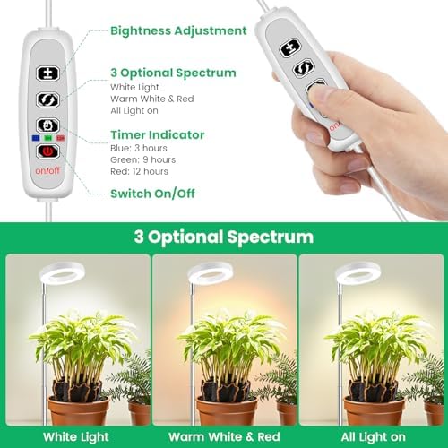Aokrean Grow Lights for Indoor Plants, 3.5in Full Spectrum with Base 2 Pack
