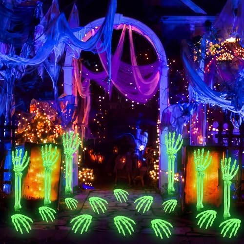 GlikCeil 18 Pcs Halloween Glow in the Dark Skeleton Arms and Hands,Luminous