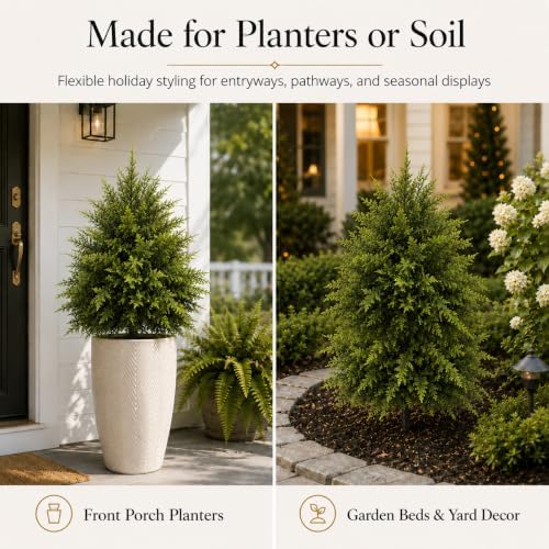 2-Pack Artificial Cedar Trees, 22.83'' Tall with Ground Stakes