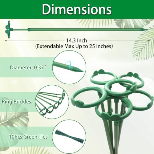 Extendable Plant Stakes, Length Scalable From14.3to25IN Plant SupportStakes