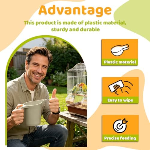 4 Pack Bird Seed Scoop with Spill-Proof Narrow Spout(Grey,Beige)