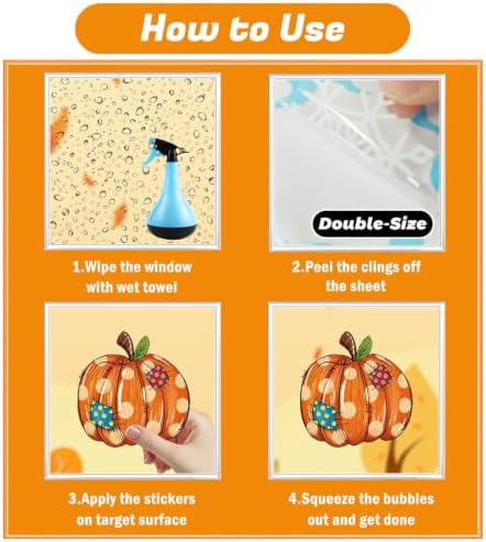 Fall Window Clings Maple Leaves Pumpkins Scarecrow Truck Autumn Harvest, 9 Sheets Thanksgiving Window Clings for Glass Windo Fall Decor Indoor Windo Decals