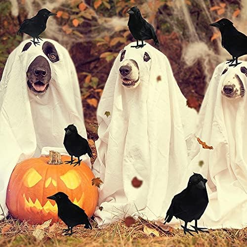 Dazzle Bright Halloween Black Feathered Crows Decor, Holiday Decoration for Indoor Outdoor Home Yard Garden Party Carnival Supplie (12 Pack)