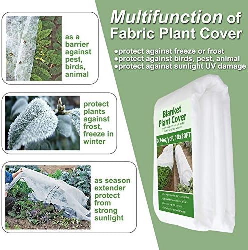 Plant Covers Freeze Protection 10 ft x 10 ft Floating Row Cover 0.9oz/yd² Garden Fabric Plant Cover for Winter Frost/Sun Pest Protection (10FT X 10FT)