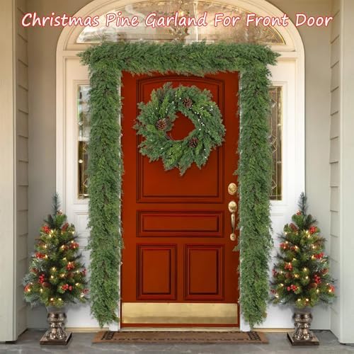 Artgar 9 Ft Christmas Cedar Garland - Realistic Greenery Cypress Garlands