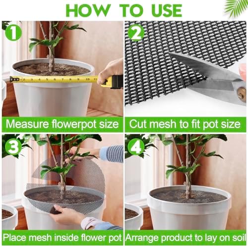 4 Pack Plant Pot Grids - 15.7 Inch Cuttable Soil Cover Protector from Cats, Animals Digging Stopper, Indoor Plant Pot Soil Guard for Outdoor Garden Balcony
