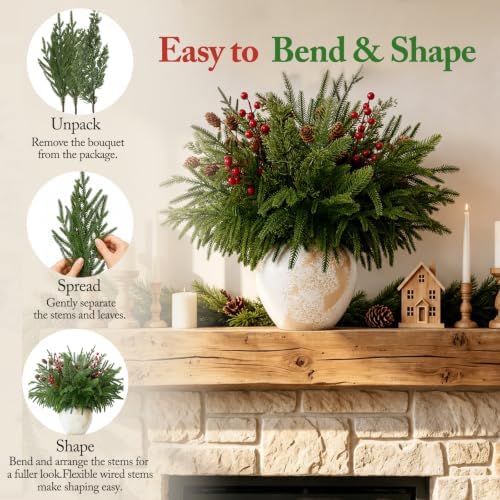 16pcs christmas Flowers Artificial Greenery for Christmas Decorations