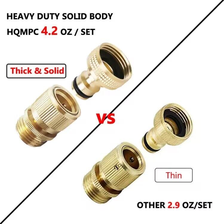 Garden Hose Quick Connect Solid Brass Quick Connector 3/4 inch GHT (4 Sets)