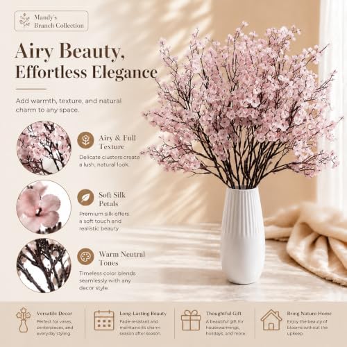 Mandy's 6 Bundles Artificial Light Pink Baby’s Breath Flowers