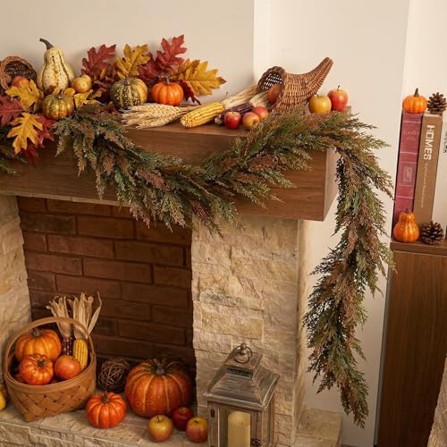 Valery Madelyn 6ft Artificial Norfolk Fall Garland for Mantle